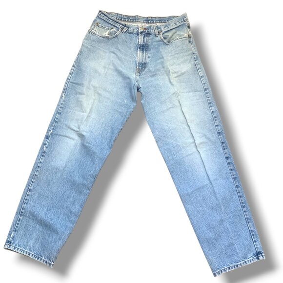 VTG Lucky Brand Men’s Blue Faded Jeans Denim 36x32 Relax Fit Zip Made in USA - Picture 3 of 16